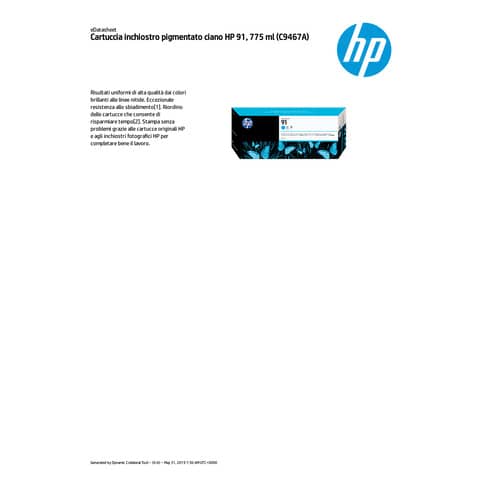 Cartuccia inkjet 91 HP ciano  C9467A